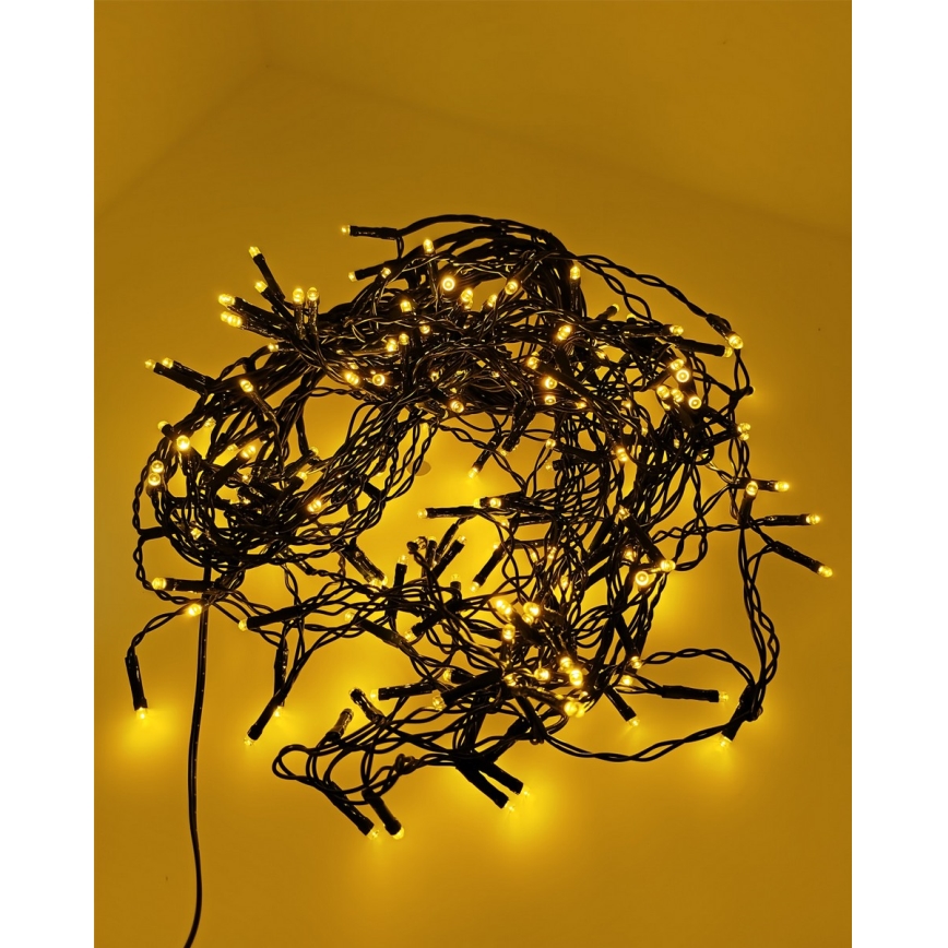 Cordão de luzes LED para exterior, 200 LEDs, 230 V, 7,6 m, IP44, preto