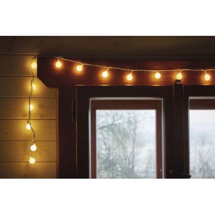 Cordão de luzes LED para exterior, 40 LEDs, 9 m, IP44, branco quente