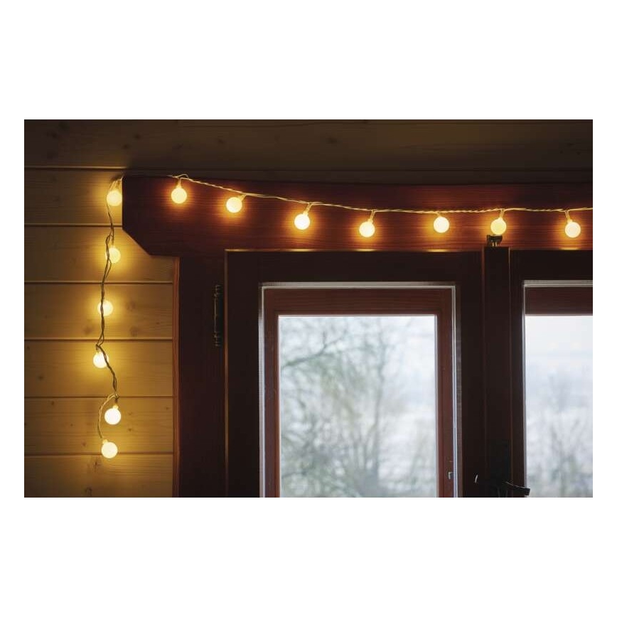 Cordão de luzes LED para exterior, 40 LEDs, 9 m, IP44, branco quente