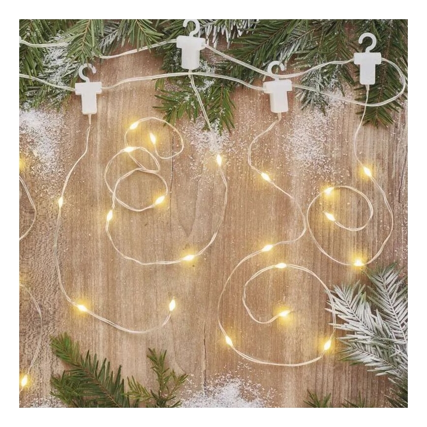 Cordão de luzes LED para exterior, 54 LEDs, 8 funções, 6,7 x 0,7 m, IP44, branco quente