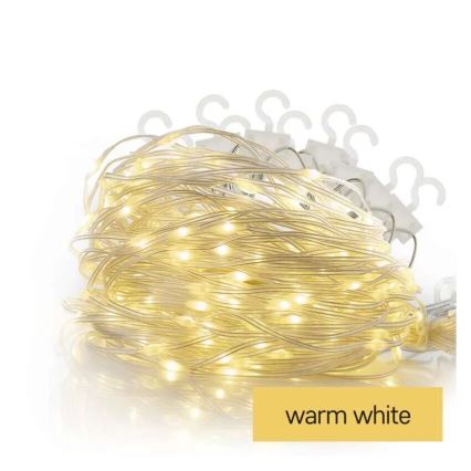 Cordão de luzes LED para exterior, 54 LEDs, 8 funções, 6,7 x 0,7 m, IP44, branco quente