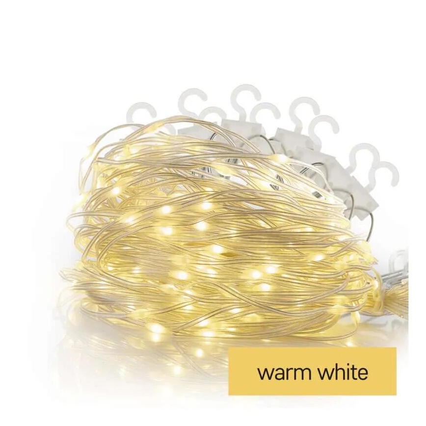 Cordão de luzes LED para exterior, 54 LEDs, 8 funções, 6,7 x 0,7 m, IP44, branco quente