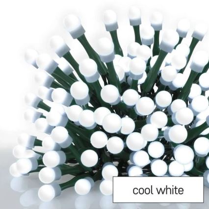 Cordão de luzes LED para exterior, 80 LEDs / 8 funções, 13 m, branco frio, IP44