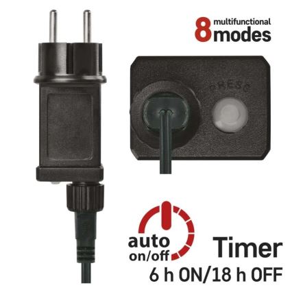 Cordão de luzes LED para exterior, 80 LEDs / 8 funções, 13 m, branco frio, IP44