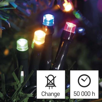 Cordão de luzes LED para exterior — 180 LEDs / 23 m, IP44, multicolor