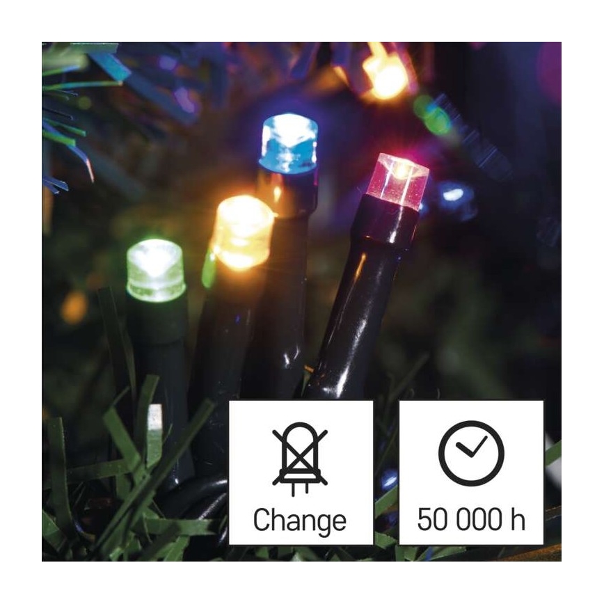Cordão de luzes LED para exterior — 180 LEDs / 23 m, IP44, multicolor