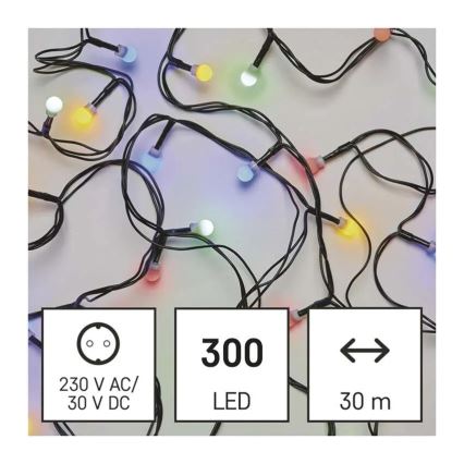 Cordão de luzes LED para Natal — 300 LEDs / 8 funções, 35 m, IP44, branco quente
