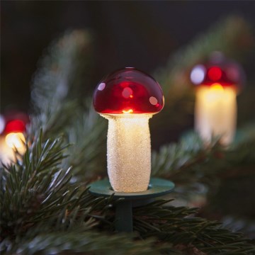 Cordão de luzes TOADSTOOL 12xE10/10,7 m, vermelho. Fabricado na República Checa