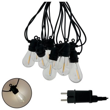 Cordão decorativo LED para exterior, 10x LED, 0,36 W, 230 V, 8 m, IP44, preto