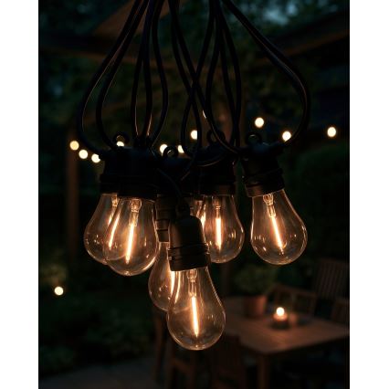 Cordão decorativo LED para exterior, 10x LED, 0,36 W, 230 V, 8 m, IP44, preto