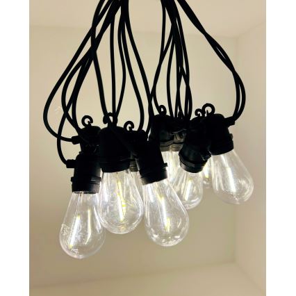 Cordão decorativo LED para exterior, 10x LED, 0,36 W, 230 V, 8 m, IP44, preto