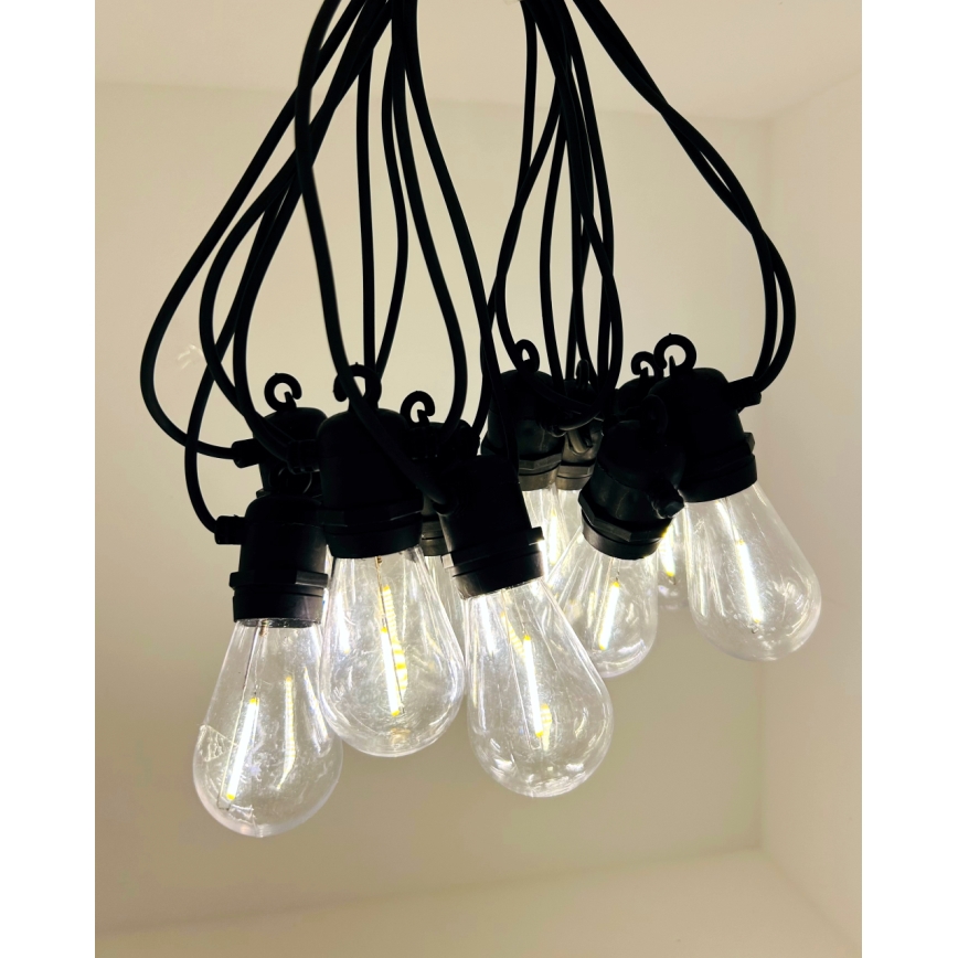 Cordão decorativo LED para exterior, 10x LED, 0,36 W, 230 V, 8 m, IP44, preto