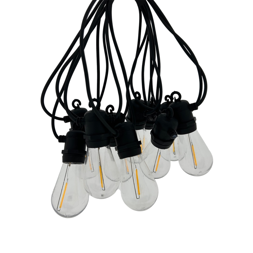 Cordão decorativo LED para exterior, 10x LED, 0,36 W, 230 V, 8 m, IP44, preto