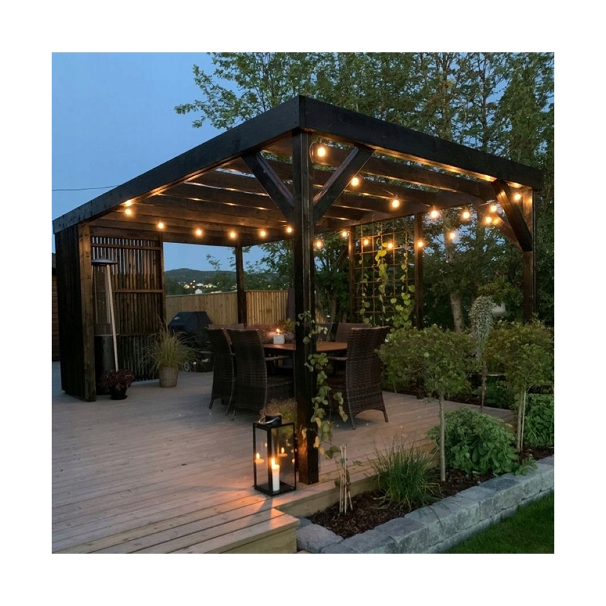 Cordão decorativo LED para exterior 20xE27/1W/230V, 20,94 m, IP44, preto