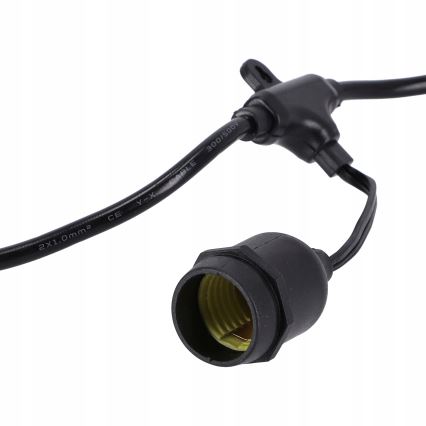 Cordão decorativo LED para exterior 20xE27/1W/230V, 20,94 m, IP44, preto
