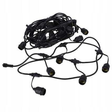 Cordão decorativo LED para exterior 20xE27/1W/230V, 20,94 m, IP44, preto