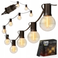 Cordão decorativo LED regulável para exterior, 25 lâmpadas E12 (1W), 24/230V, 17,5 m, IP65, preto + controlo remoto