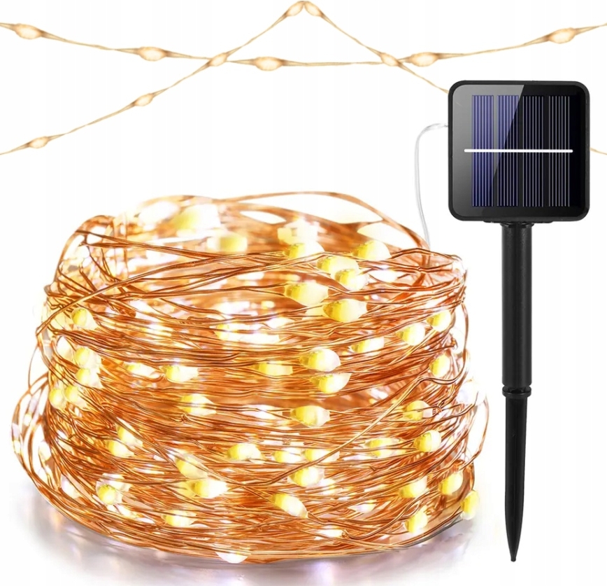 Cordão decorativo solar LED 100xLED/1,2V 800 mAh 7 m IP44 preto