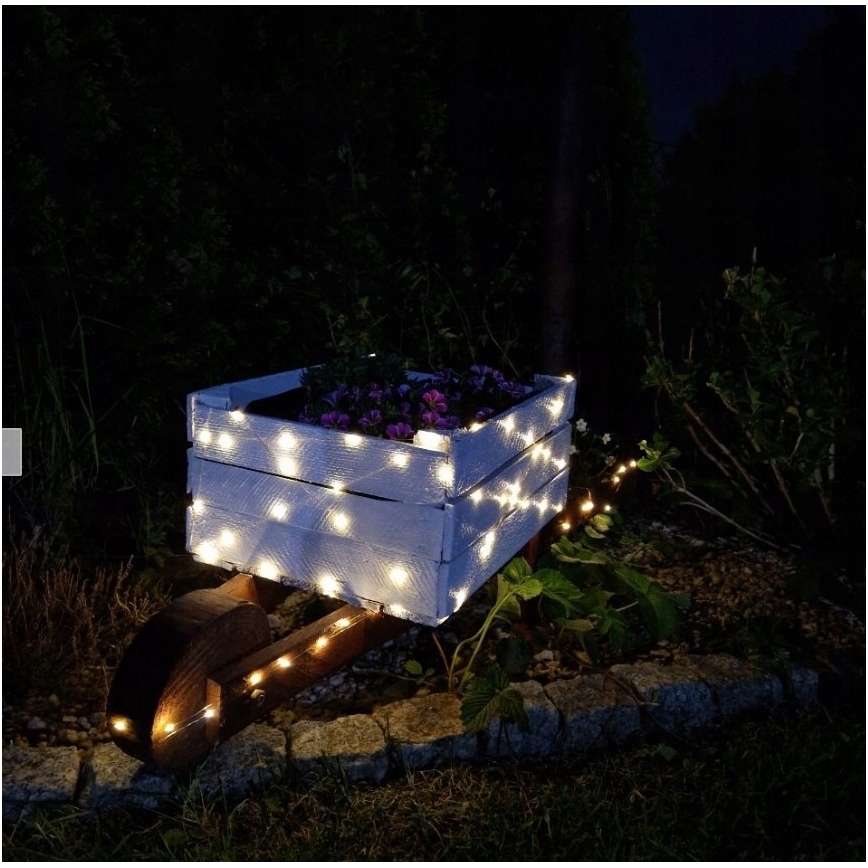 Cordão decorativo solar LED 100xLED/1,2V 800 mAh 7 m IP44 preto