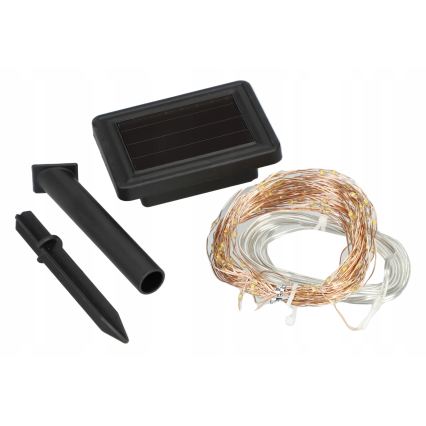 Cordão decorativo solar LED 100xLED/1,2V 800 mAh 7 m IP44 preto