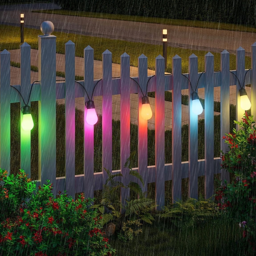 Guirlanda decorativa solar LED RGB regulável 15 LEDs/18 funções USB 6 m IP44 preto + controlo remoto