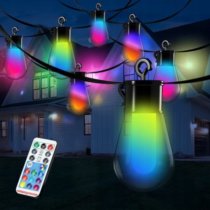 Guirlanda decorativa solar LED RGB regulável 15 LEDs/18 funções USB 6 m IP44 preto + controlo remoto