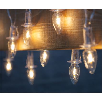 Guirlanda LED para exterior extensível CONE FILAMENT 20xE10 14 m, transparente / branco quente, IP44, Fabricado na República Checa