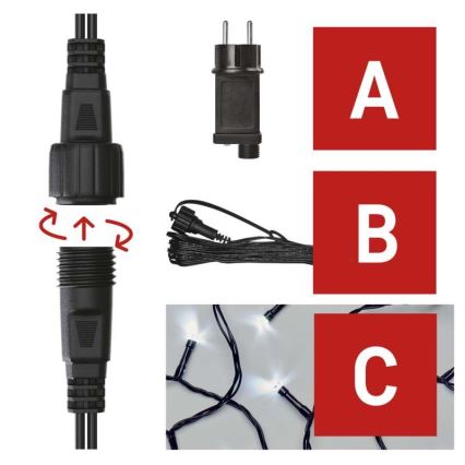 Cordão LED para exterior 100xLED/15m IP44 branco frio