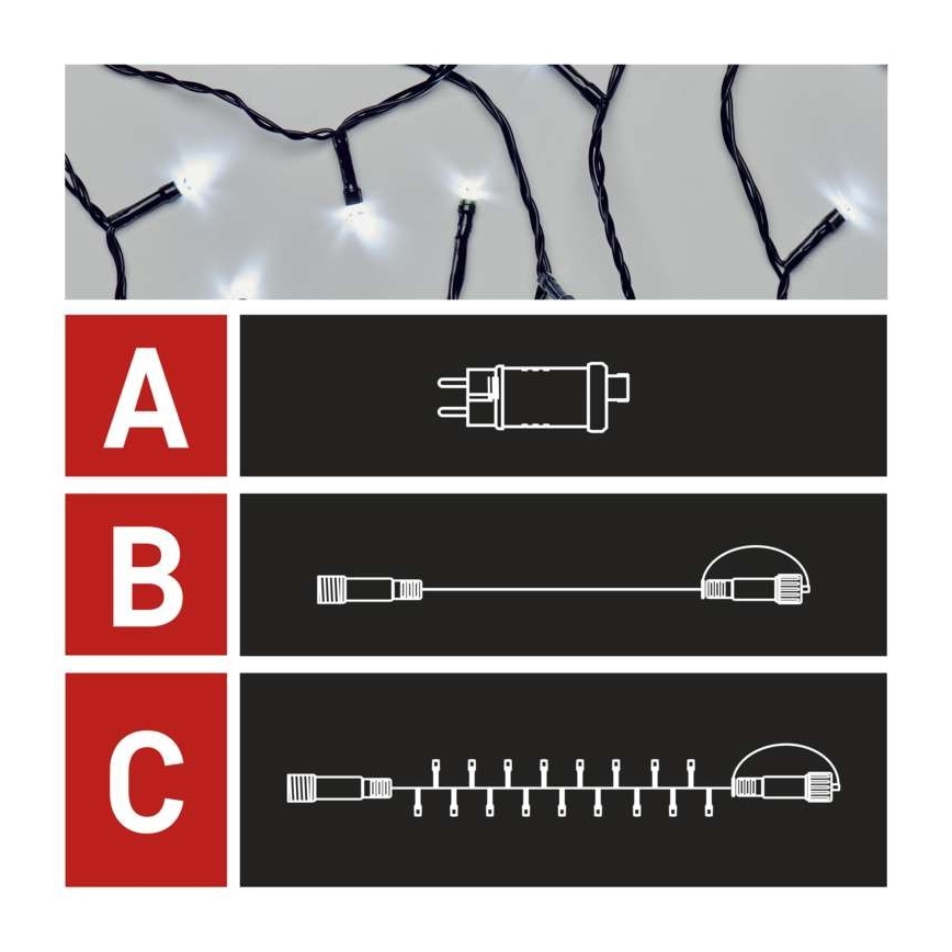 Cordão LED para exterior 100xLED/15m IP44 branco frio