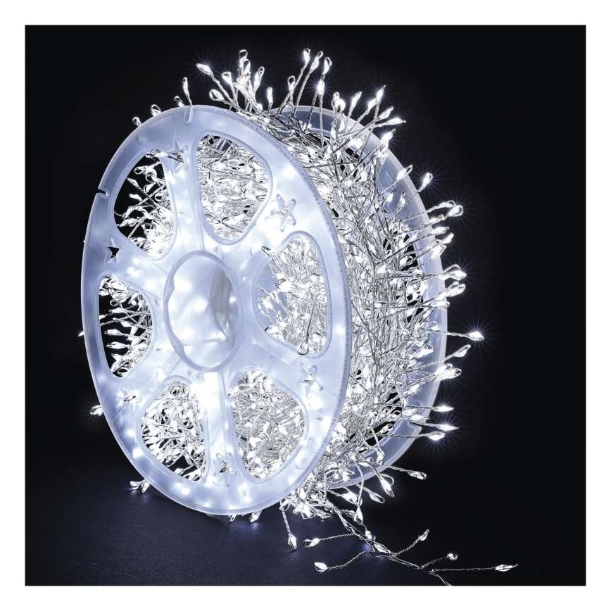 Cordão LED para exterior 1440 LEDs / 8 funções, 14,4 m, IP44, branco frio