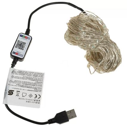 Cordão LED RGB dimerizável, 100 LEDs / 29 funções, 10,4 m