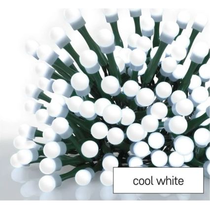 Cordão LED — 200 LEDs, 8 funções, 20 m, IP44, branco frio