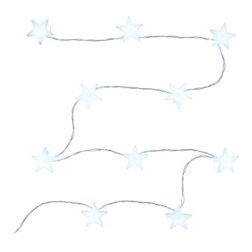Cordão luminoso decorativo com ventosas, 10 LEDs, alimentado por 2 pilhas AA, 1,8 m, branco frio
