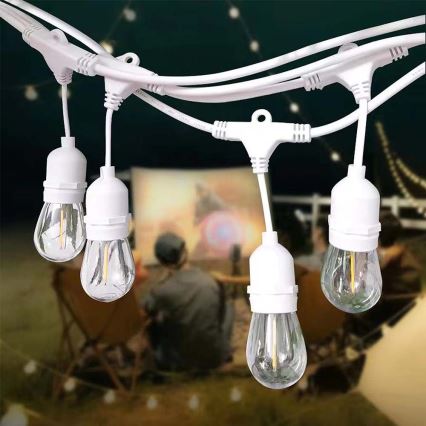 Cordão luminoso para exterior STRING 15xE27/40W/230V 15m IP65