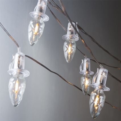 Corrente de Natal para exterior LED CONE FILAMENT 20xE10 14m transparente/branco quente IP44, Made in the EU