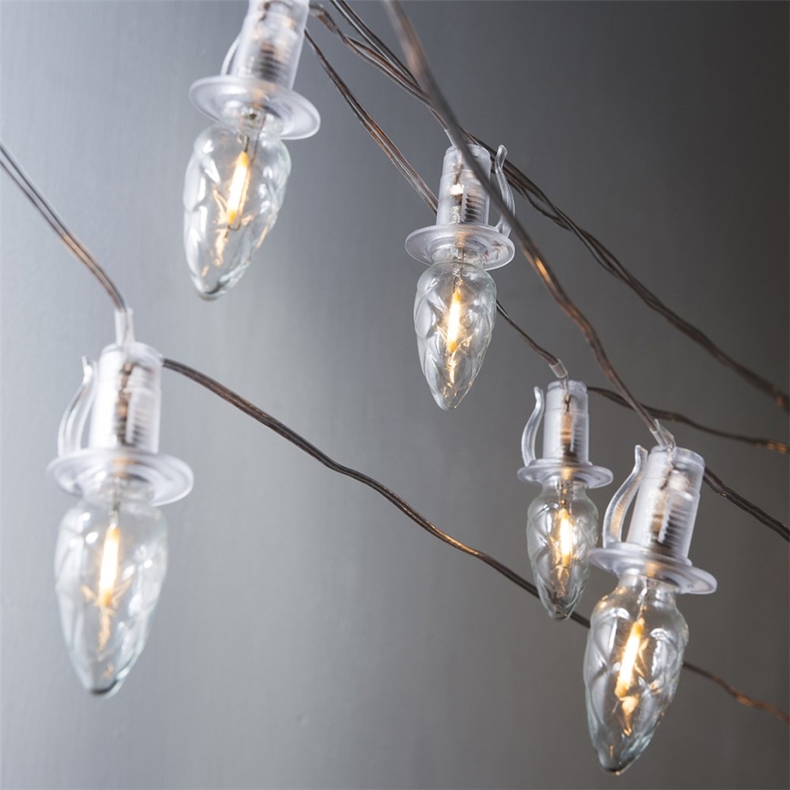 Corrente de Natal para exterior LED CONE FILAMENT 20xE10 14m transparente/branco quente IP44, Made in the EU