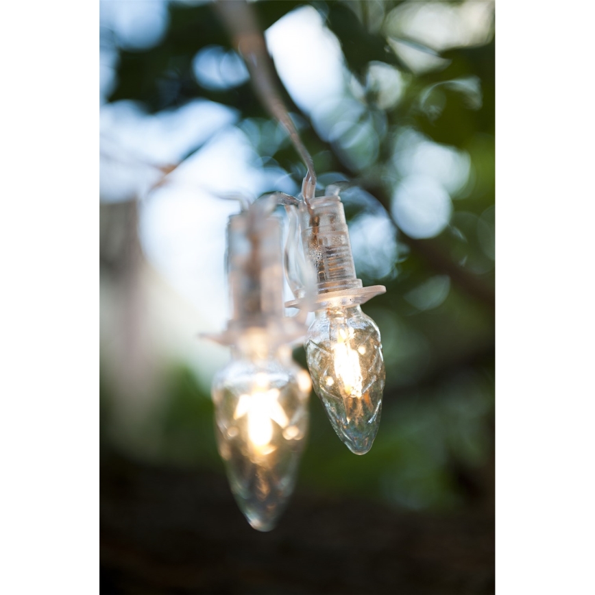 Corrente de Natal para exterior LED CONE FILAMENT 20xE10 14m transparente/branco quente IP44, Made in the EU