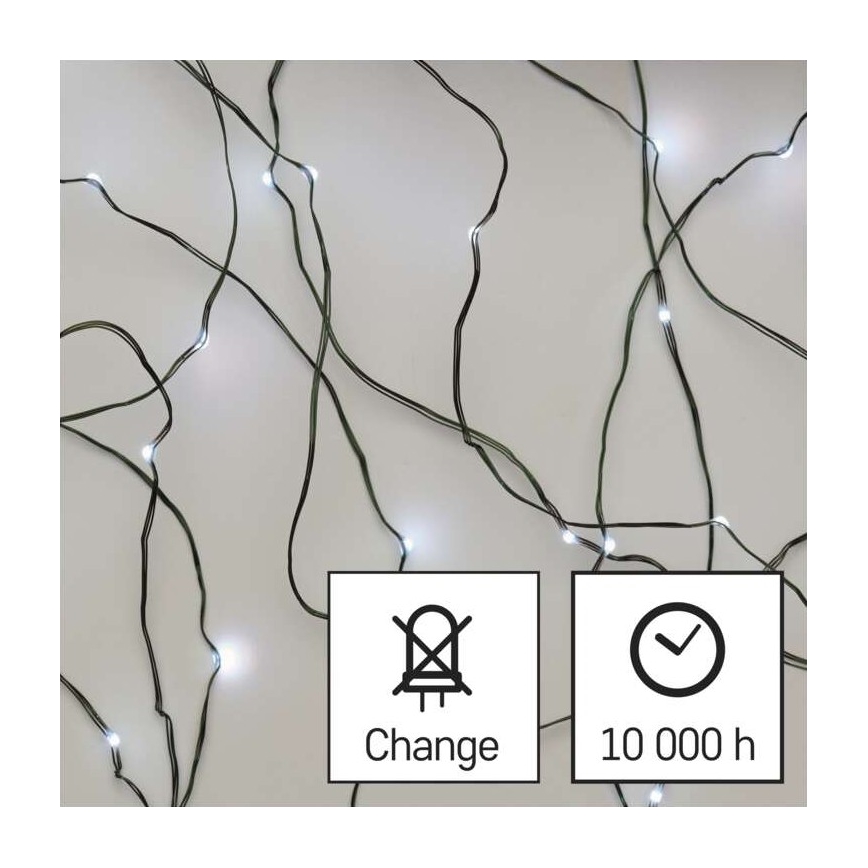 Corrente de Natal exterior 40xLED/9m IP44 branco frio