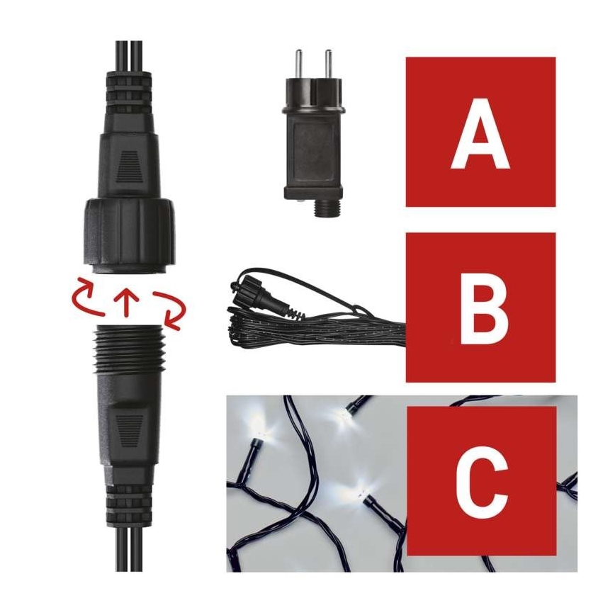 Corrente de Natal exterior LED 100xLED/15m IP44 branco frio
