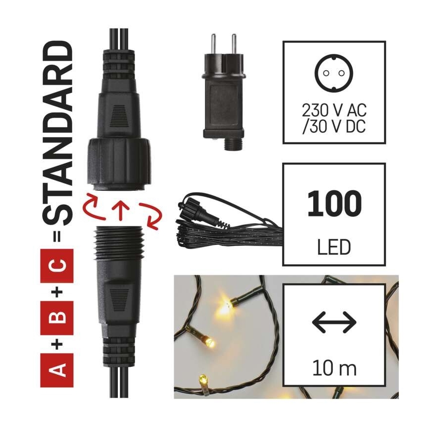 Corrente de Natal exterior LED 100xLED/15m IP44 branco quente