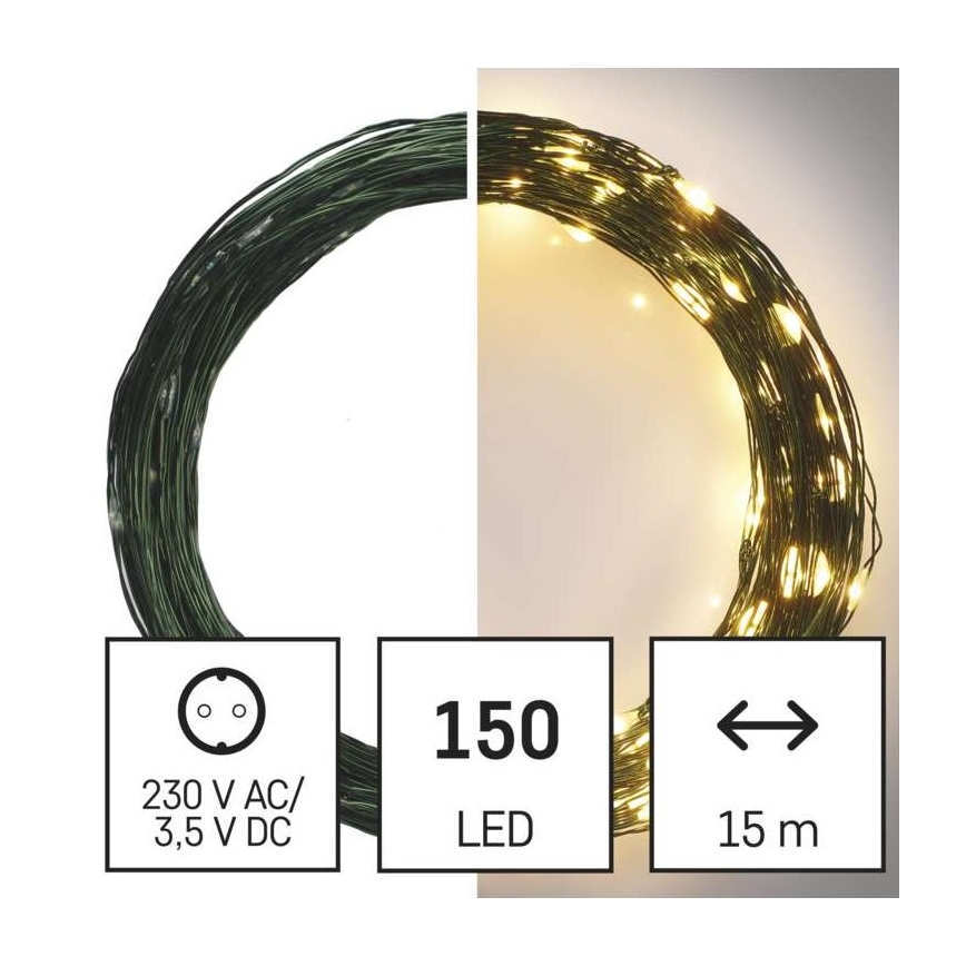 Corrente de Natal exterior LED 150xLED/20m IP44 branco quente
