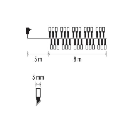 Corrente de Natal exterior LED 400xLED/13m IP44 branco frio