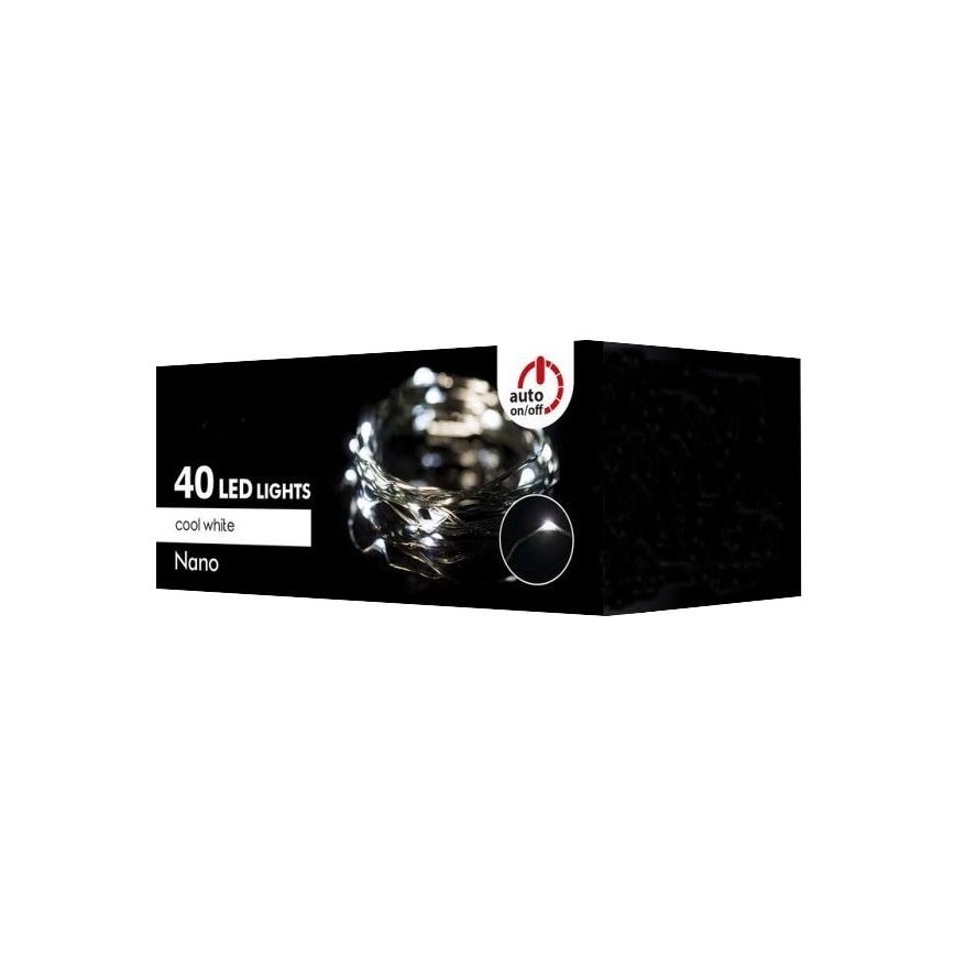 Corrente de Natal exterior LED 40xLED 9m IP44 branco frio