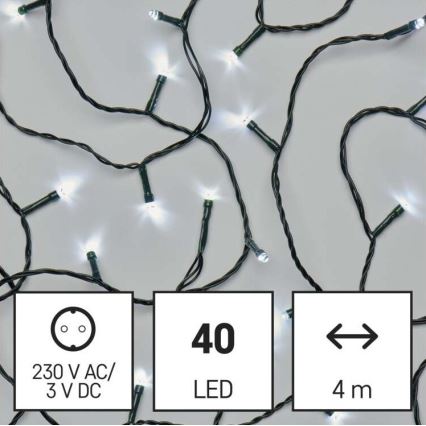 Corrente de Natal exterior LED 40xLED/9m IP44 branco frio