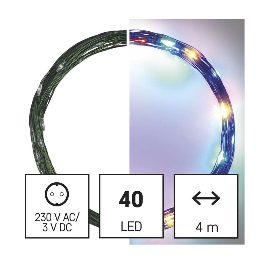Corrente de Natal exterior LED 40xLED/9m IP44 multicolor