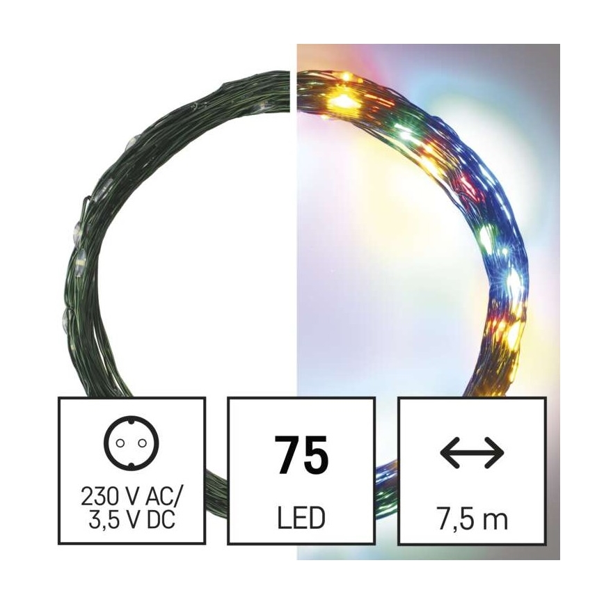 Corrente de Natal exterior LED 75xLED/12,5m IP44 multicolor