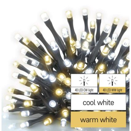 Corrente de Natal exterior LED 80xLED/13m IP44 branco quente/frio