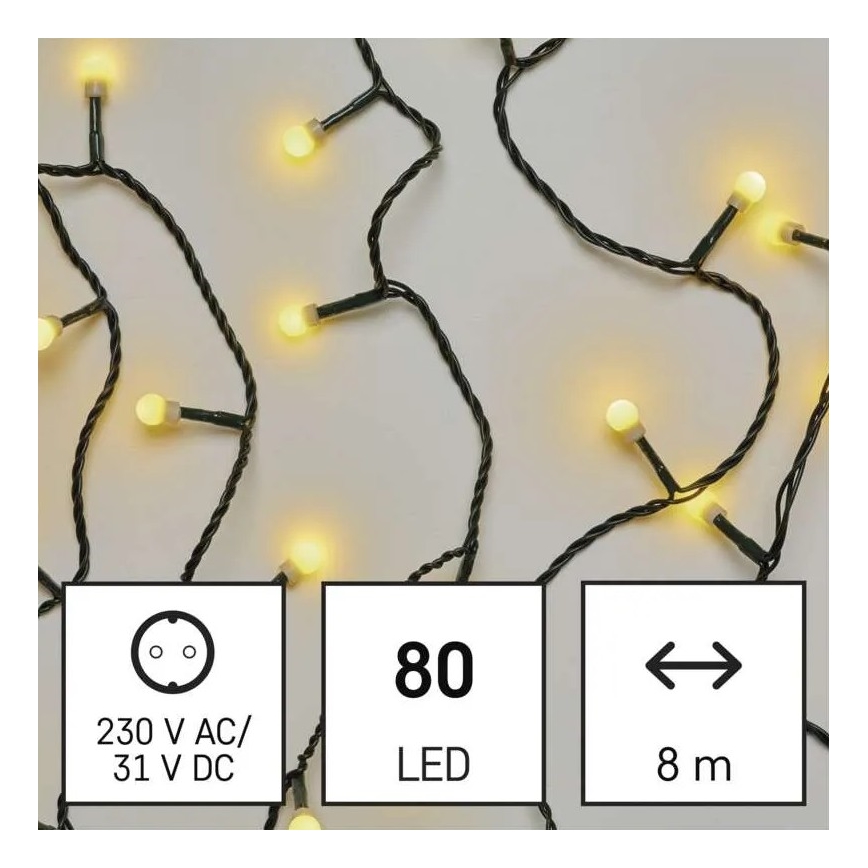 Corrente de Natal exterior LED 80xLED/13m IP44 branco quente