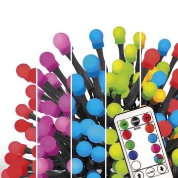 Corrente de Natal exterior LED RGB 96xLED/64 modos 15m IP44 + controlo remoto