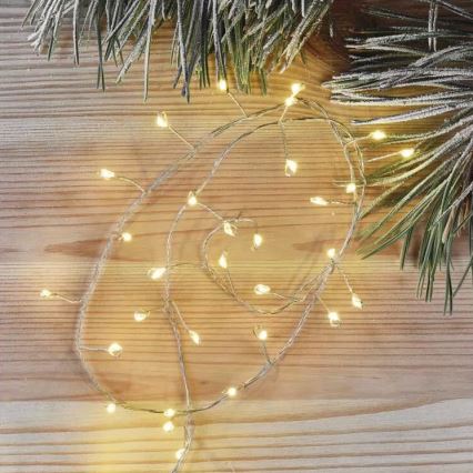 Corrente de Natal LED 100xLED/3xAA 2,7m branco quente